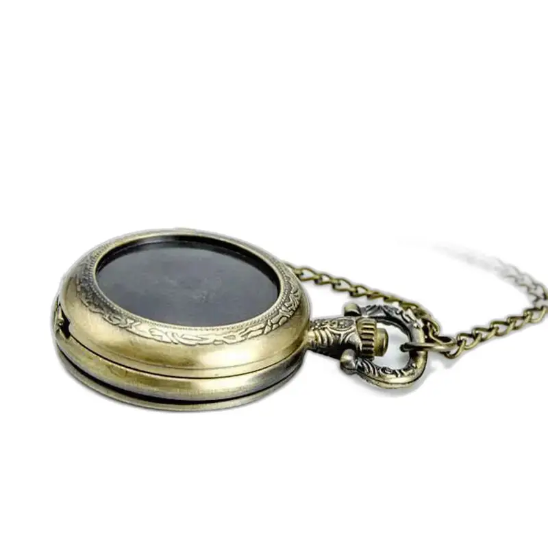 Montre collier Licorne Bronze et Or, montre collier avec chaîne en bronze ornée