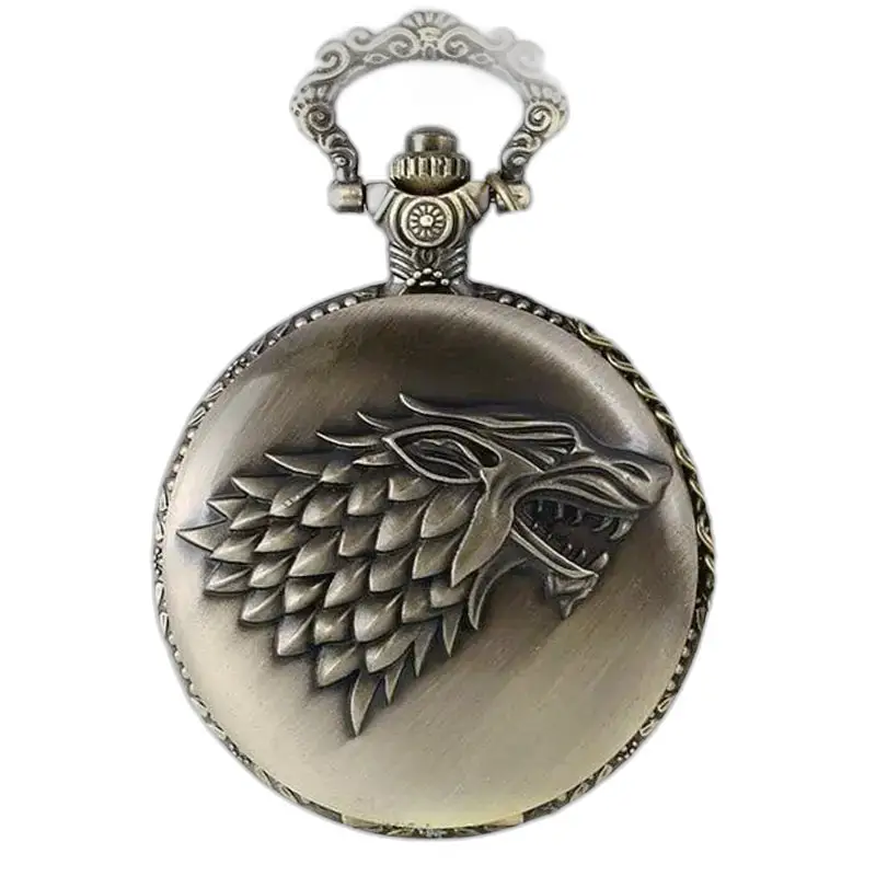 Montre Collier Loup Games Of Thrones avec un ancien garde-temps et emblème de loup