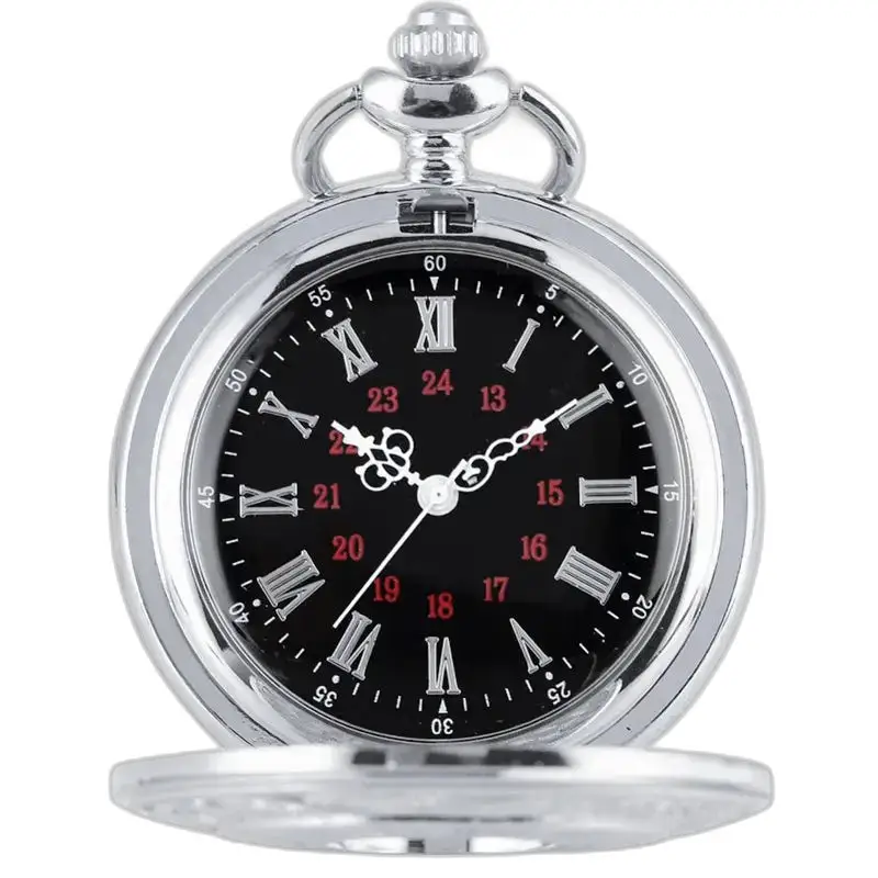 Montre collier en argent avec chiffres romains, style pendentif élégant et mécanique