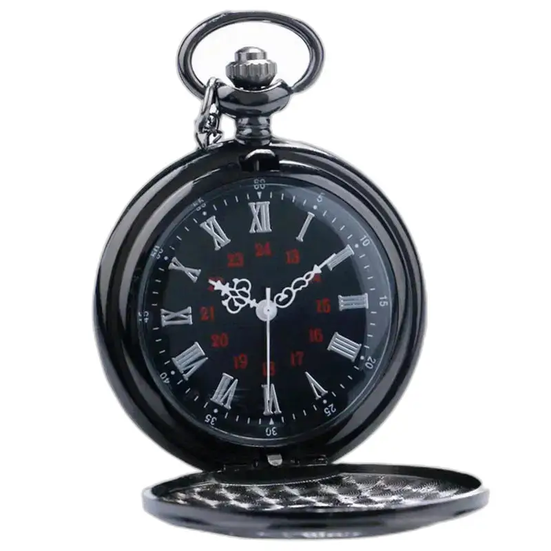 Montre collier mécanique noire en style pendentif, élégante et sophistiquée