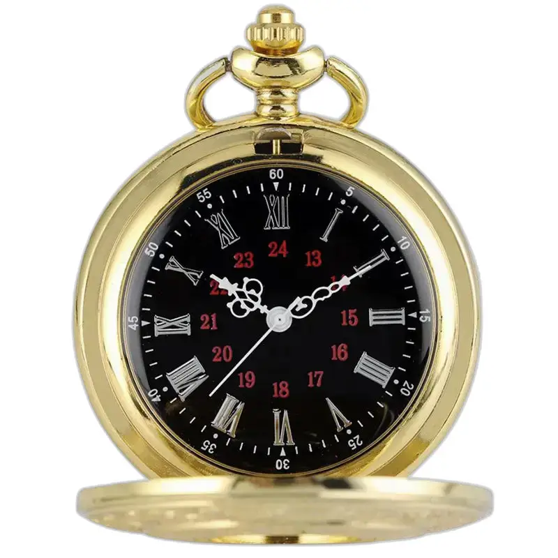 Montre collier mécanique or avec chiffres romains dans un style pendentif élégant