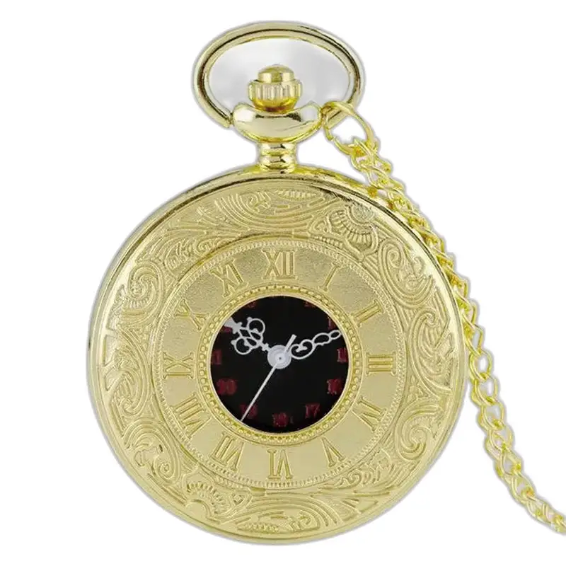 Montre Collier Mécanique Style Pendentif Or Argent Noir avec chaîne dorée
