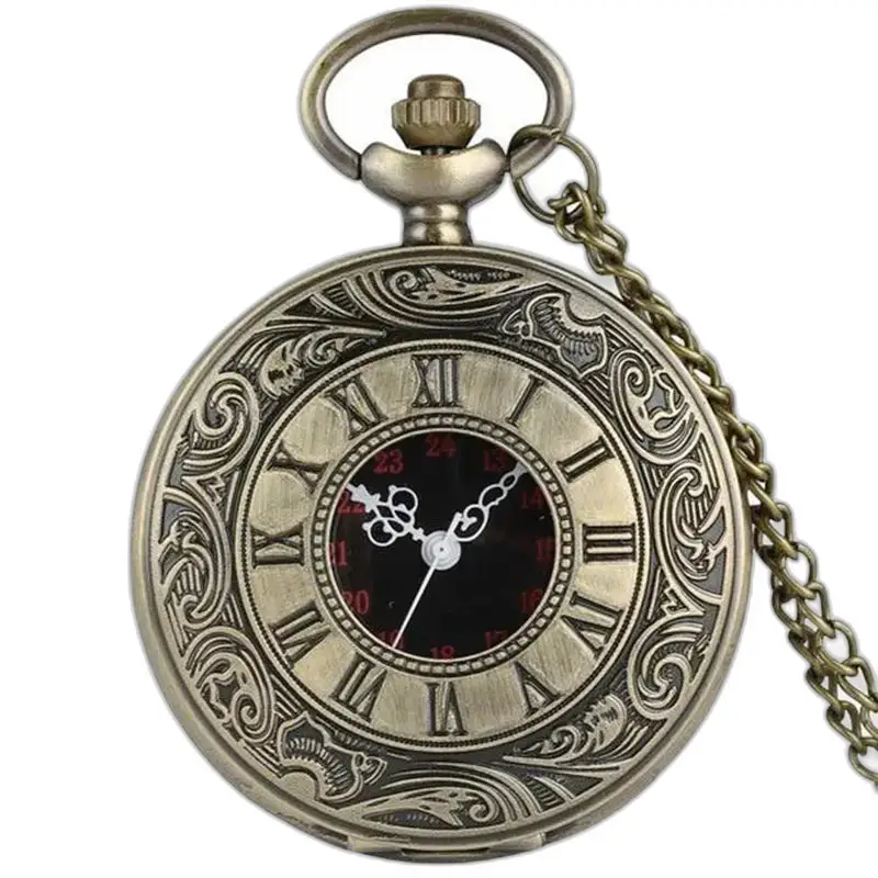 Montre collier mécanique avec un design de pend pendant en bronze orné