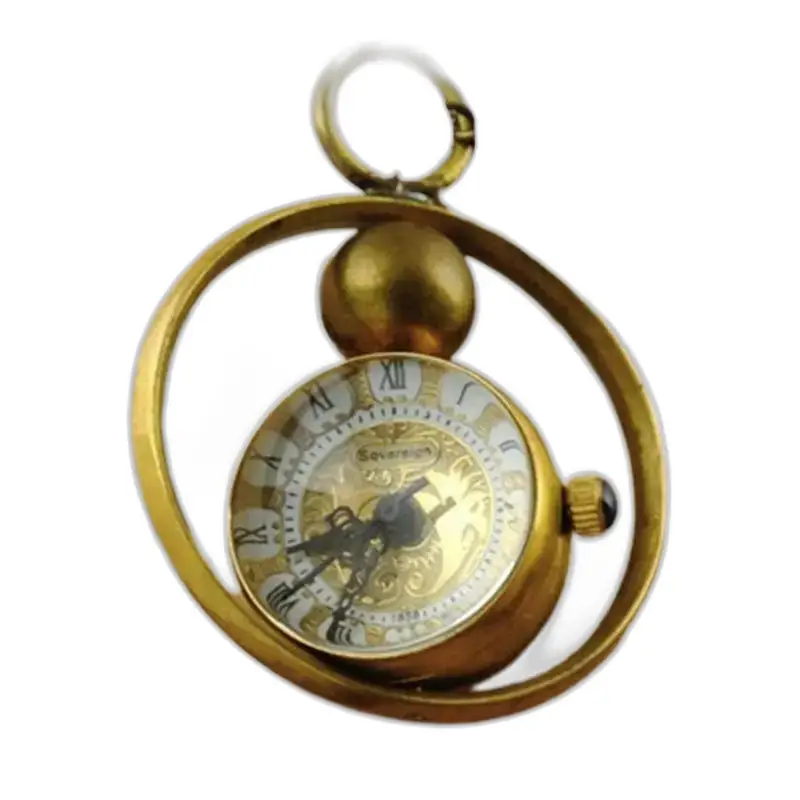 Montre collier mécanique vintage en cuivre avec cadran doré et chiffres romains