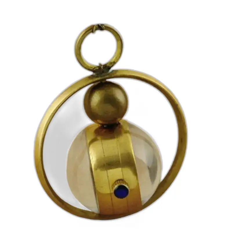 Pendentif en or avec orb transparent et accent bleu pour montre collier mécanique