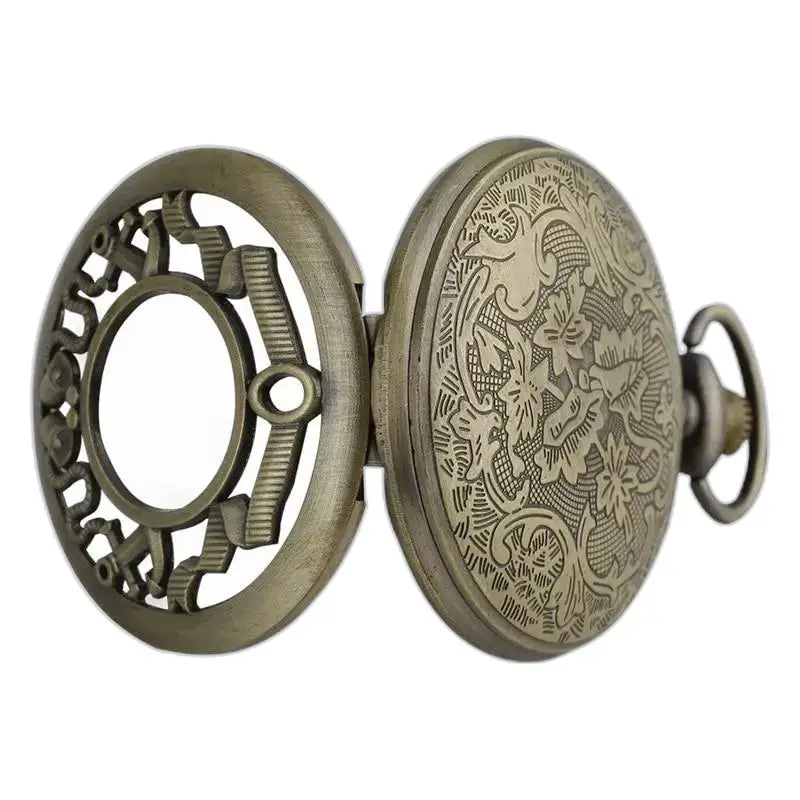 Montre Collier My Little Flower en bronze avec montre antique ouverte