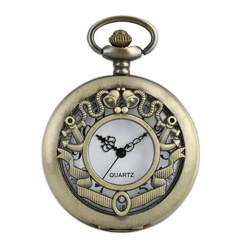 Montre Collier My Little Flower en bronze avec un design de montre de poche antique