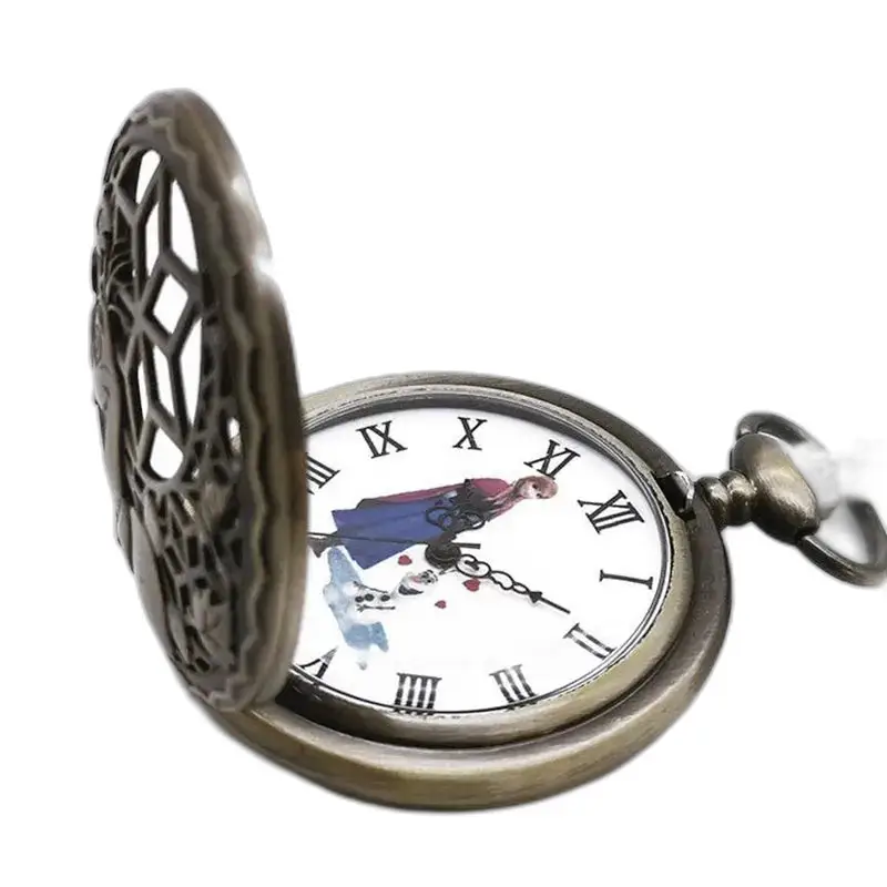 Montre collier Olaf vintage en bronze avec personnage de Frozen