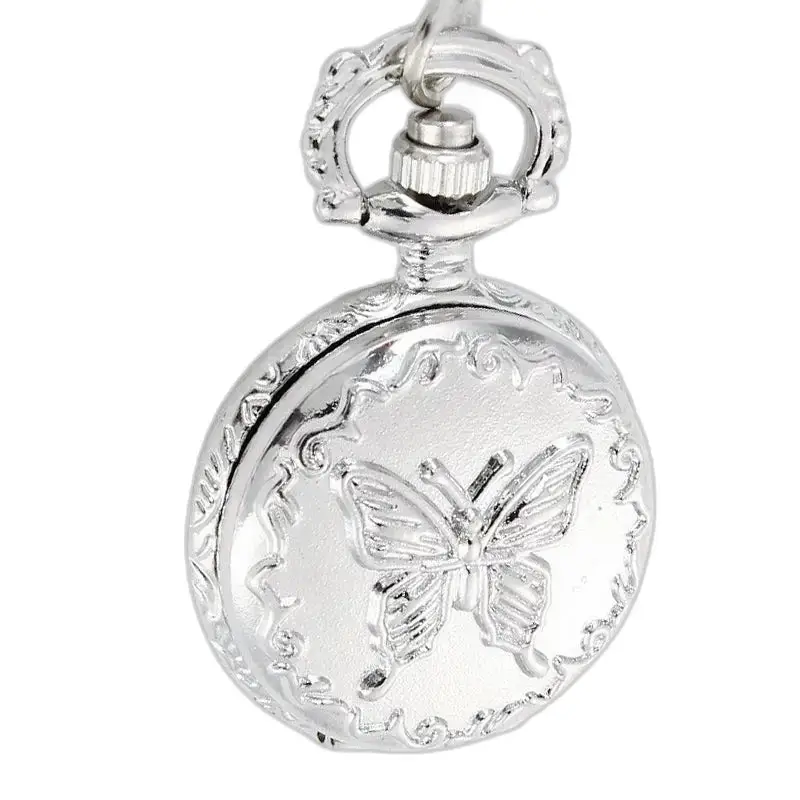 Montre Collier Papillon D’argent Vintage avec un magnifique cadran en argent