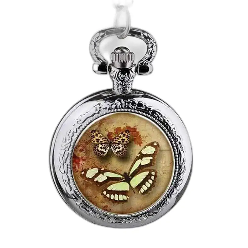 Montre Collier Papillon élégant en Acier Inoxydable avec design de papillon sur le cadran