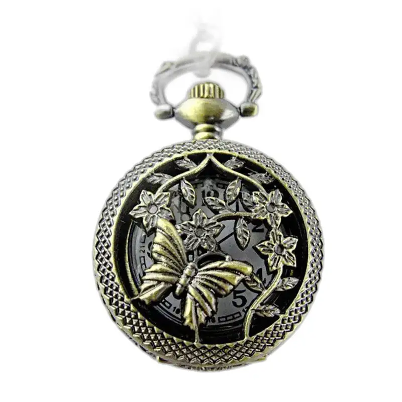 Montre Collier Papillon Vintage en Bronze avec motifs de papillons élégants