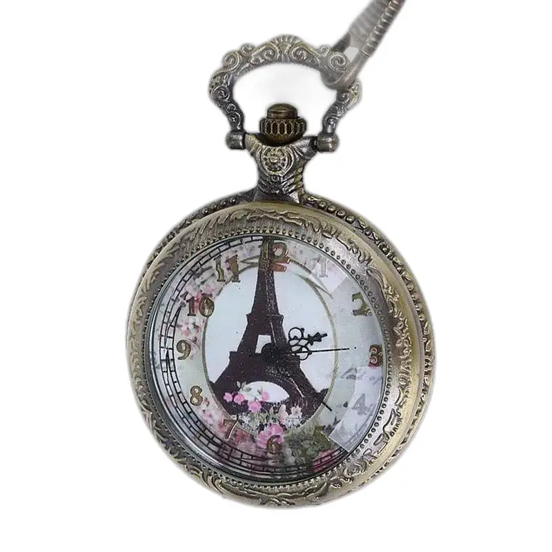 Montre Collier Paris avec Cadran Analogique Fleurs et montre vintage Tour Eiffel
