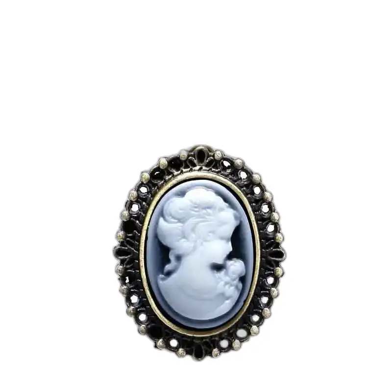 Broche en camée ovale avec bordure en filigrane pour montre collier pendentif