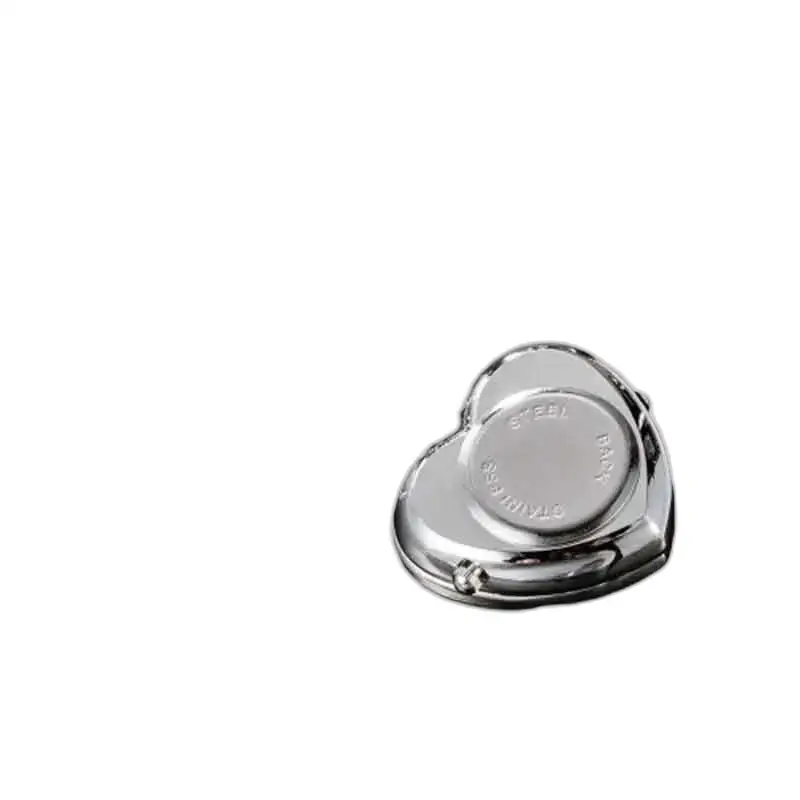 Compact en argent en forme de cœur, bijoux MONTRE COLLIER avec diamants rose