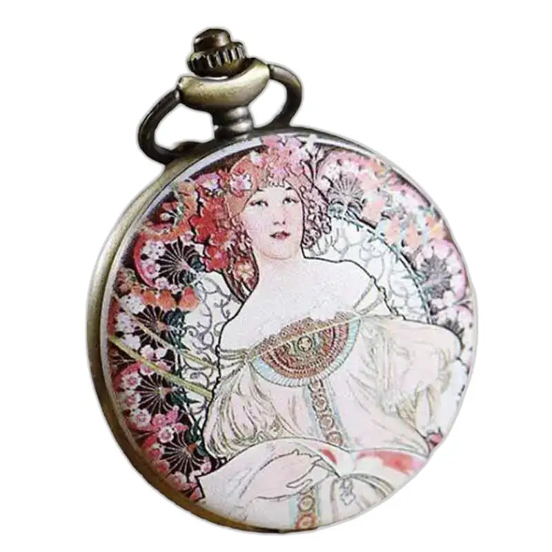 Montre Collier Pendentif Fleurie avec Cadran Transparent au design Art Nouveau