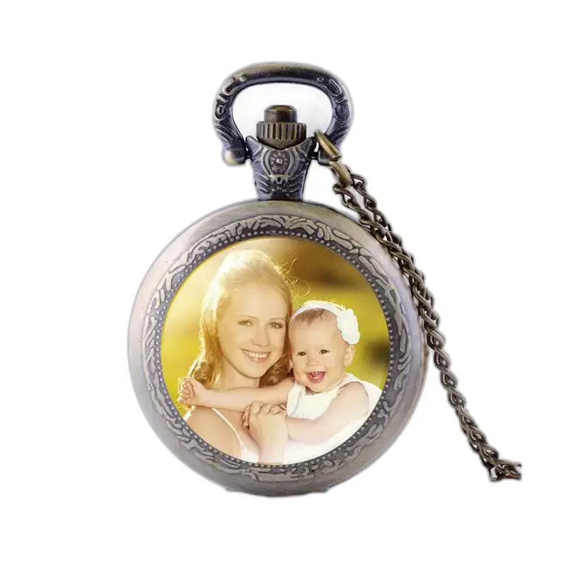 Montre Collier Personnalisable élégante pour Lui avec photo de mère et enfant