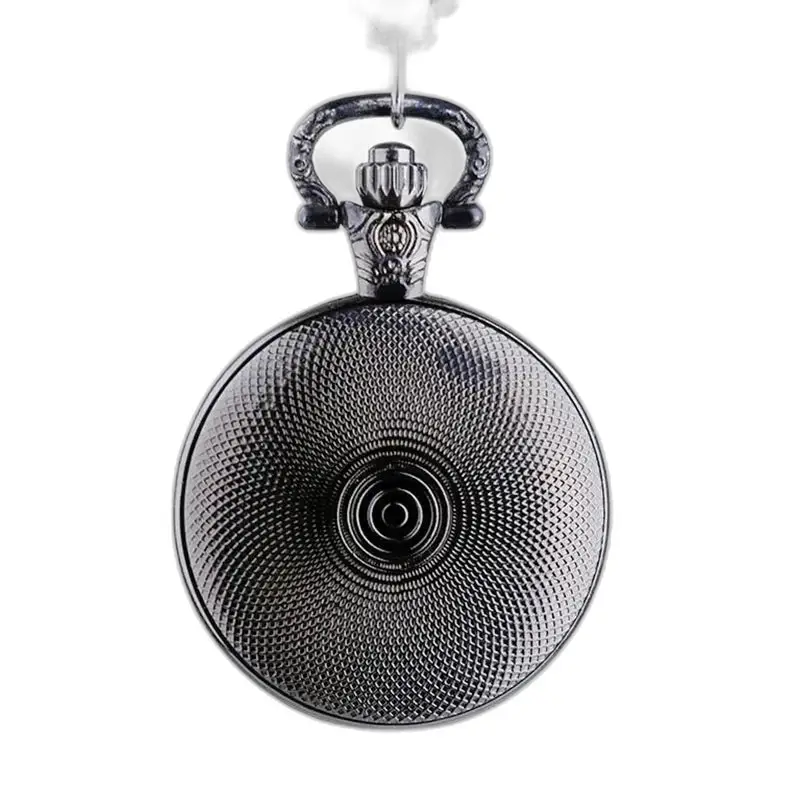 Montre collier personnalisée homme femme, montre à gousset en métal noir élégant