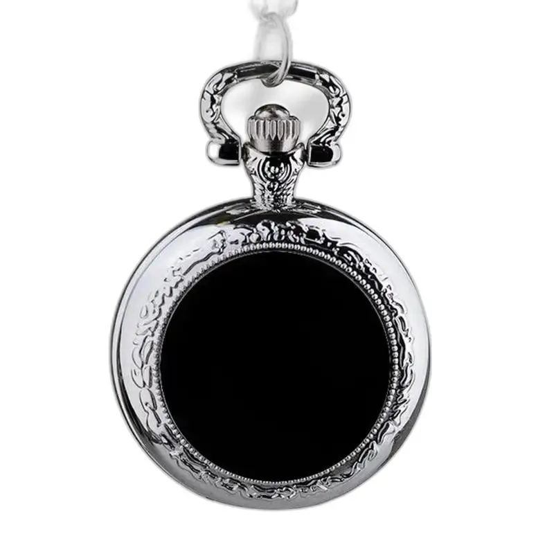 Montre Collier Personnalisée pour Homme Femme avec montre de poche en argent et cadran noir