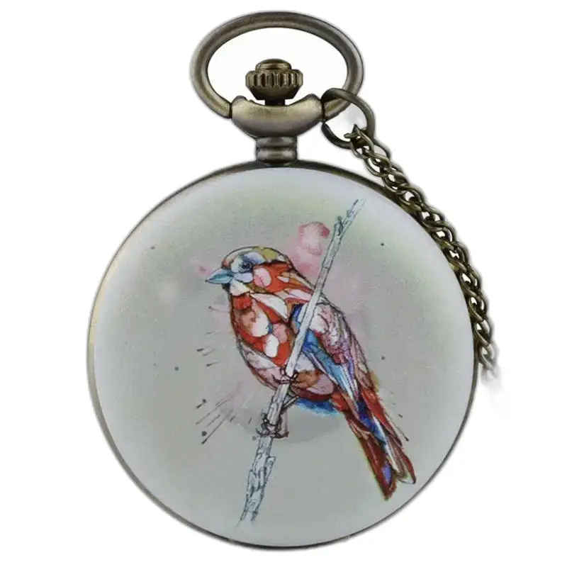 Montre Collier Plumes Vintage en Bronze avec un design d’oiseau élégant