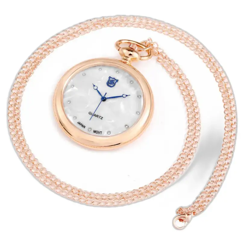 Montre collier Quartz Lady Rose Moderne avec chaîne et élégante montre à gousset rose doré
