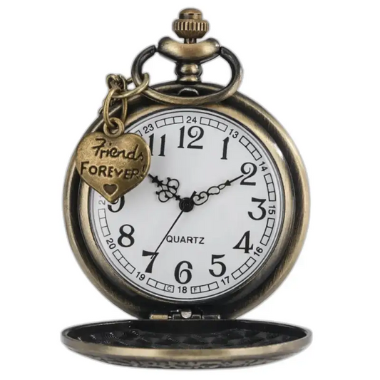 Montre Collier Quartz Retro Coeur en bronze avec pendentif en forme de cœur