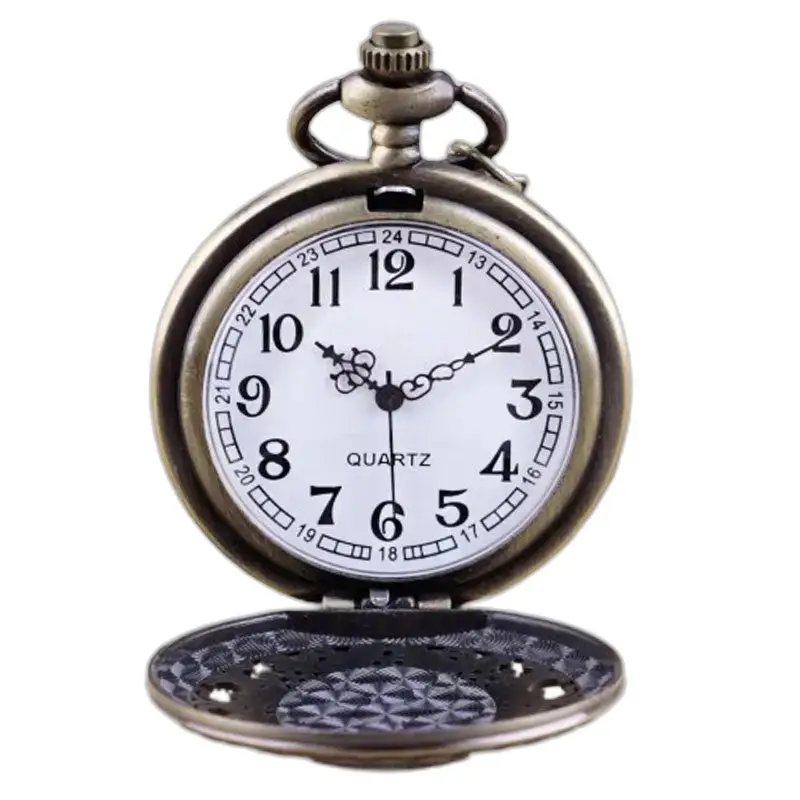 Montre Collier Quartz Vintage Femme Bronze avec cadran ouvert et finition en bronze