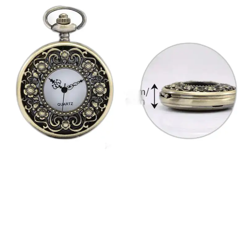 Montre collier rétro Fleur Vintage en bronze ornée de détails élégants