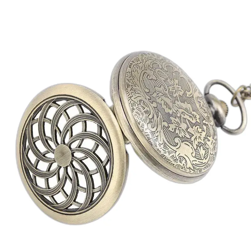 Montre Collier Rétro Vintage Femme Bronze avec mouvement à quartz et design orné