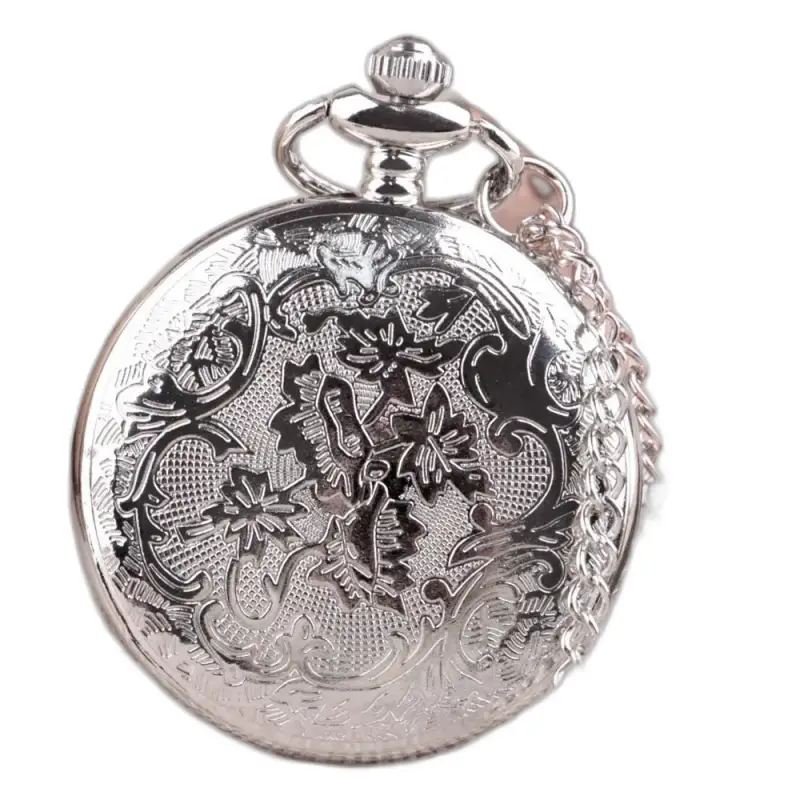 Montre Collier Romantic Royal Bleu Argent Femme avec un élégant mouvement floral gravé