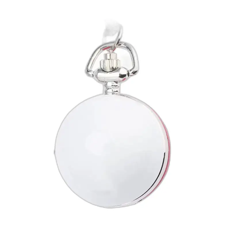 Montre collier Ronde Rouge et Blanche avec une montre à gousset en argent