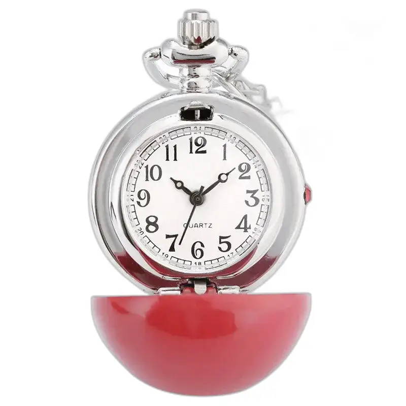 Montre Collier Ronde Rouge et Blanche avec montre collier argentée et boîte rouge