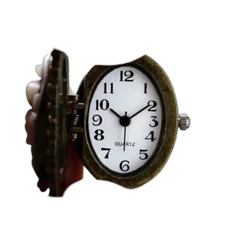 Montre Collier Rose Blanche élegante avec une montre doigt antique ouverte