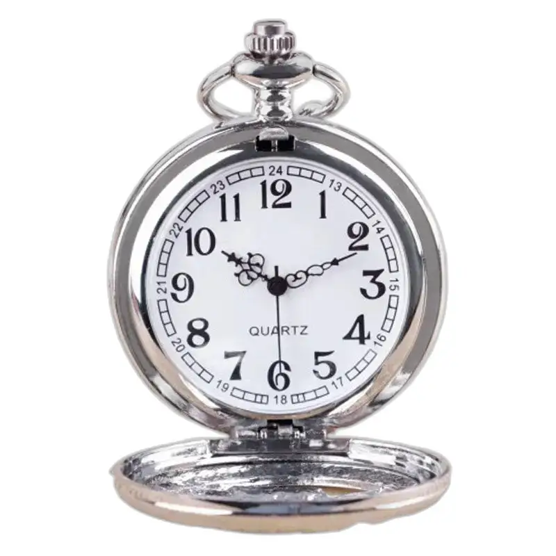 Montre Collier Rose Pretty Owls Vintage Femme avec une montre de poche argentée ouverte