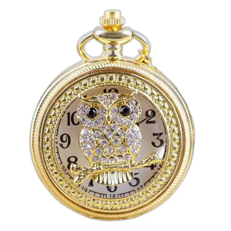 Montre Collier Rose Pretty Owls Vintage Femme avec montre collier en forme de hibou doré