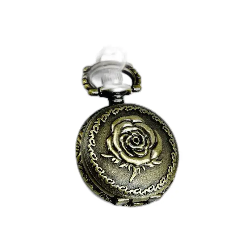 Montre Collier Rose Vintage avec Cadran Analogique et design en bronze avec rose