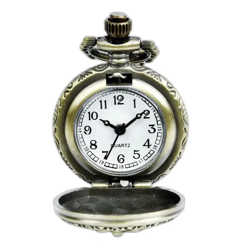 Montre Collier Royal Crown Vintage Bronze avec montre de poche antique ouverte