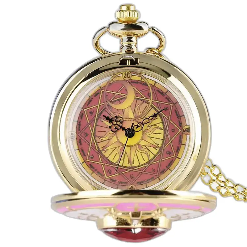 Montre collier Sakura Vintage avec montre en or et design céleste