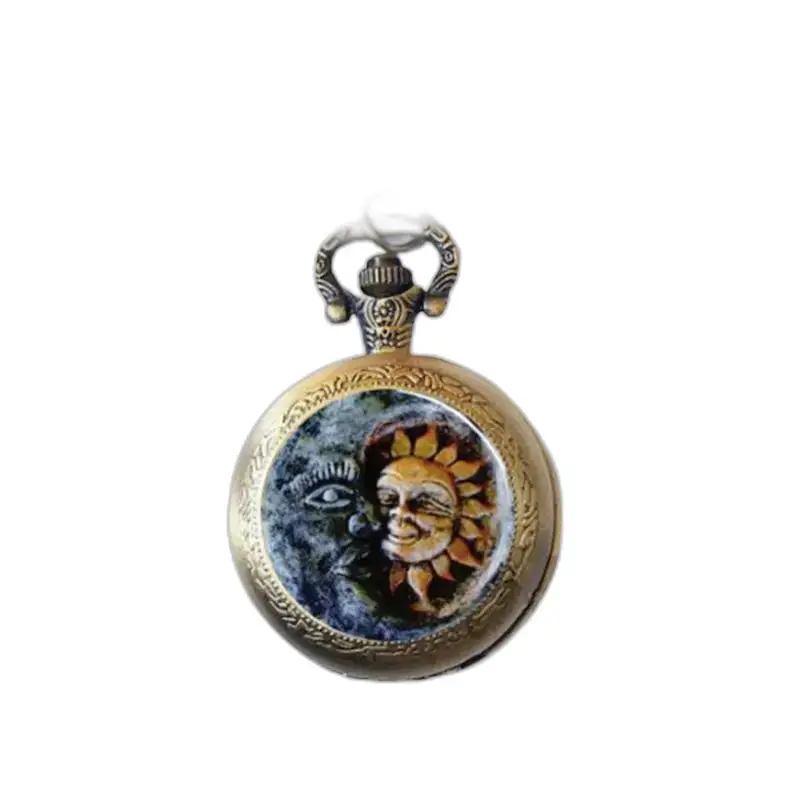 Montre Collier Soleil en Bronze et Acier Inoxydable avec aiguille soleil et lune