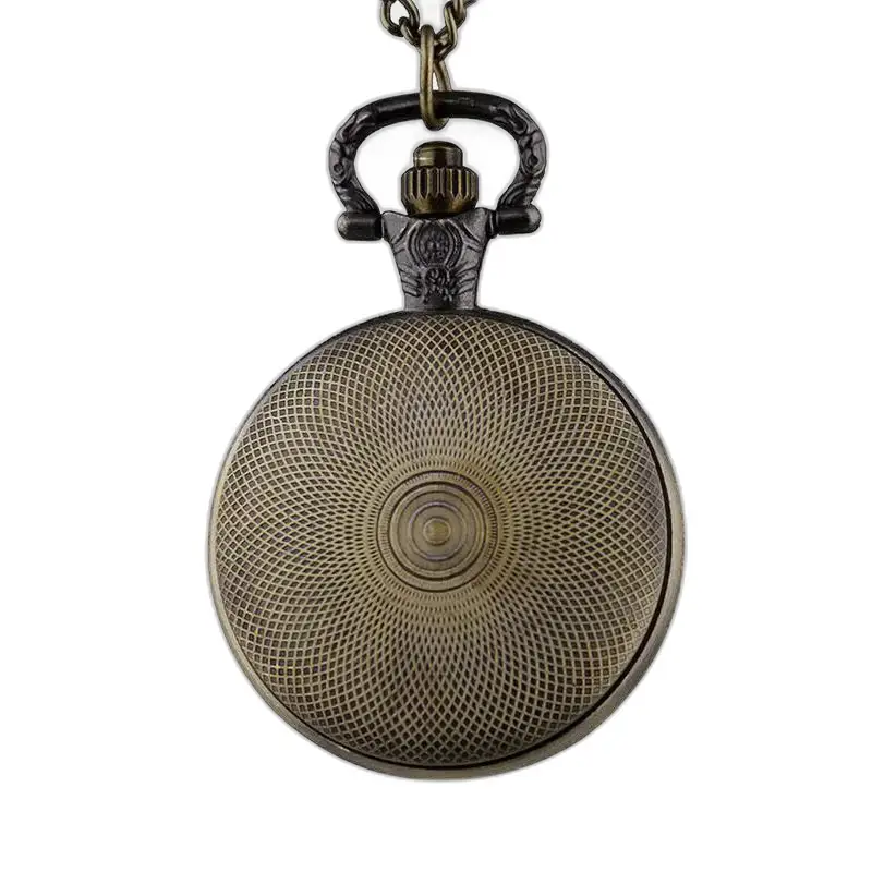 Montre collier Steampunk Argent Vintage avec montre de poche en bronze à motif élégant