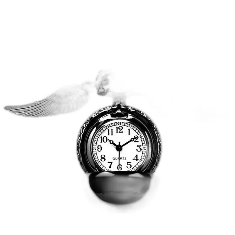 Montre Collier Vif D’or Rétro en Bronze Or Noir avec montre collier élégant à ailes