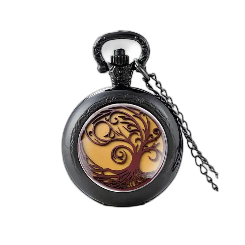 Montre Collier Vintage Arbre de Vie avec design d’arbre sur fond noir