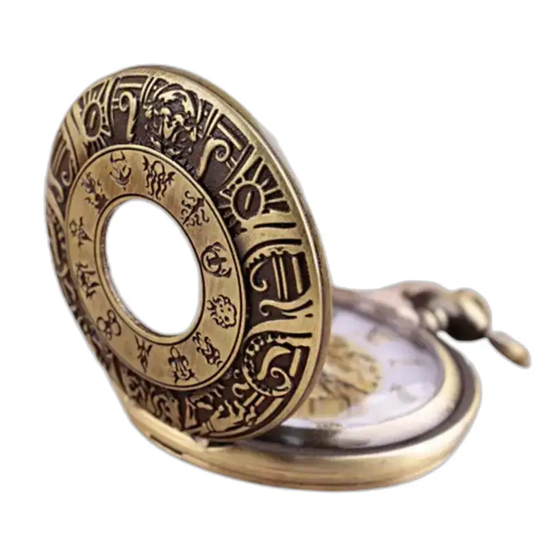 Montre Collier Vintage avec Chiffres Romains, montre en bronze ornée élégante