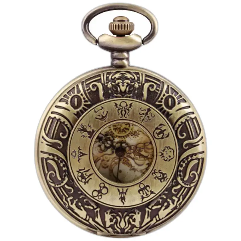 Montre Collier Vintage avec Chiffres Romains et ornements en bronze élégant