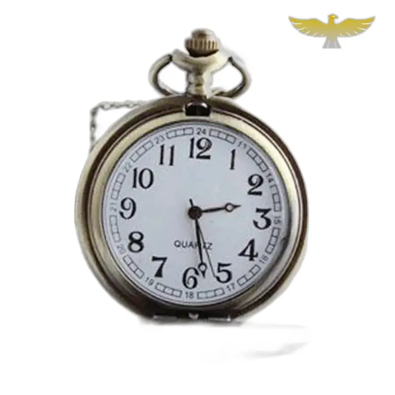 Montre Collier Vintage Bronze Fleur Rose avec un design de montre de poche ancienne