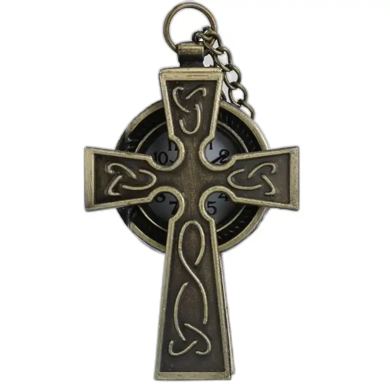 Montre Collier Vintage Croix en Bronze avec un motif de croix celtique
