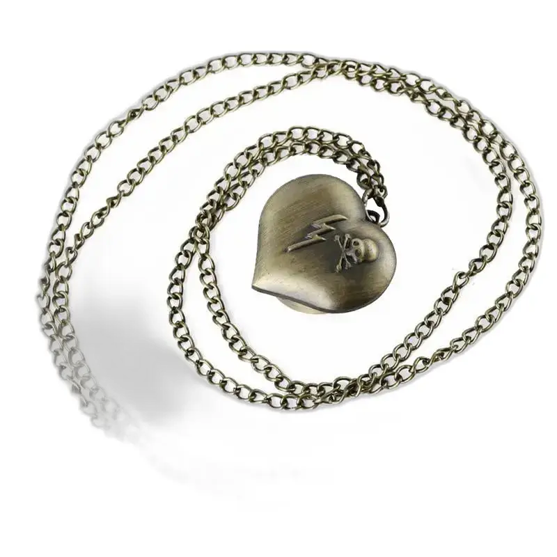 Collier Vintage Electric Hearth en forme de cœur en bronze, élégant et romantique