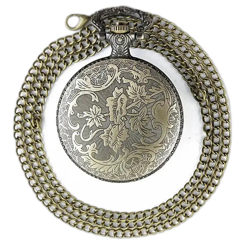 Montre Collier Vintage Quartz Femme Homme avec chaîne en bronze ornée