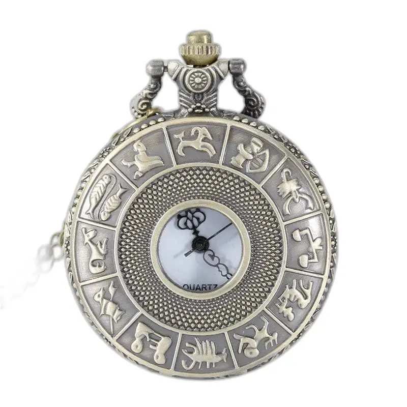 Montre collier Vintage Quartz Zodiaque Chinois avec design astrologique unique