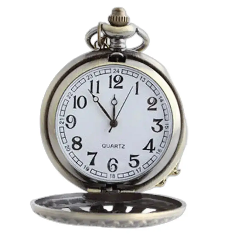 Montre Collier Vintage Roi Soleil Automatique en bronze avec montre de poche antique ouverte