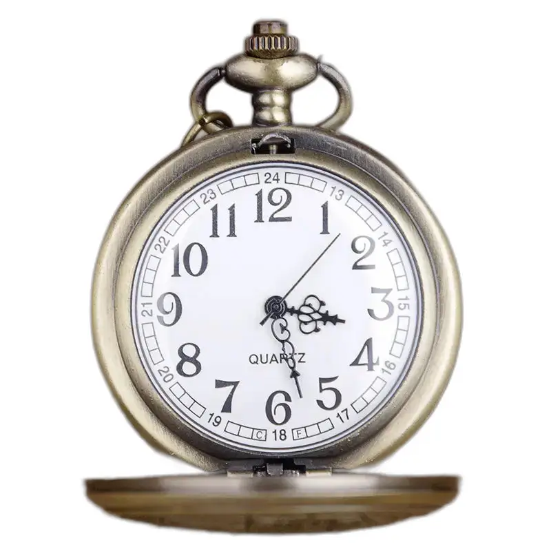 Montre Collier Vintage Rose Flower Bronze avec un cadran blanc et style antique